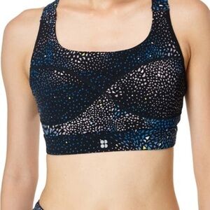Sweaty Betty Black and Blue Patterned Sports Bra